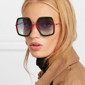 Gucci Square Frame Acetate & Gold-Tone Sunglasses